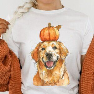Cute Dog Pumpkin Graphic Tee, Fall Dog Shirt, Cute Fall Dog Tee